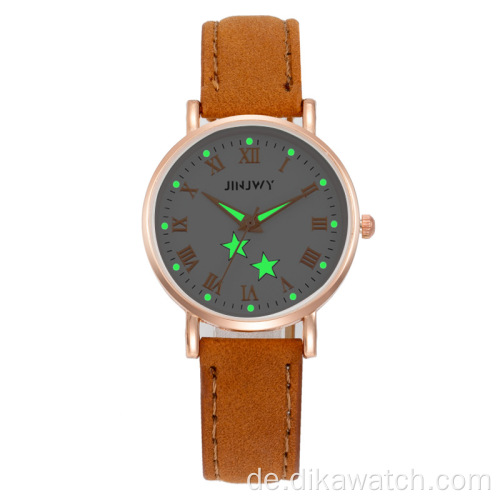 Neue trendige lustige Uhr für Frauen mit mattem Lederband Mode kausale Quarzuhren für Damen Charme kleine Zifferblatt Armbanduhr